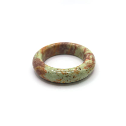 Serpentine jade bracelet in gift box showing unique blend of soft and bold tones Miruzi