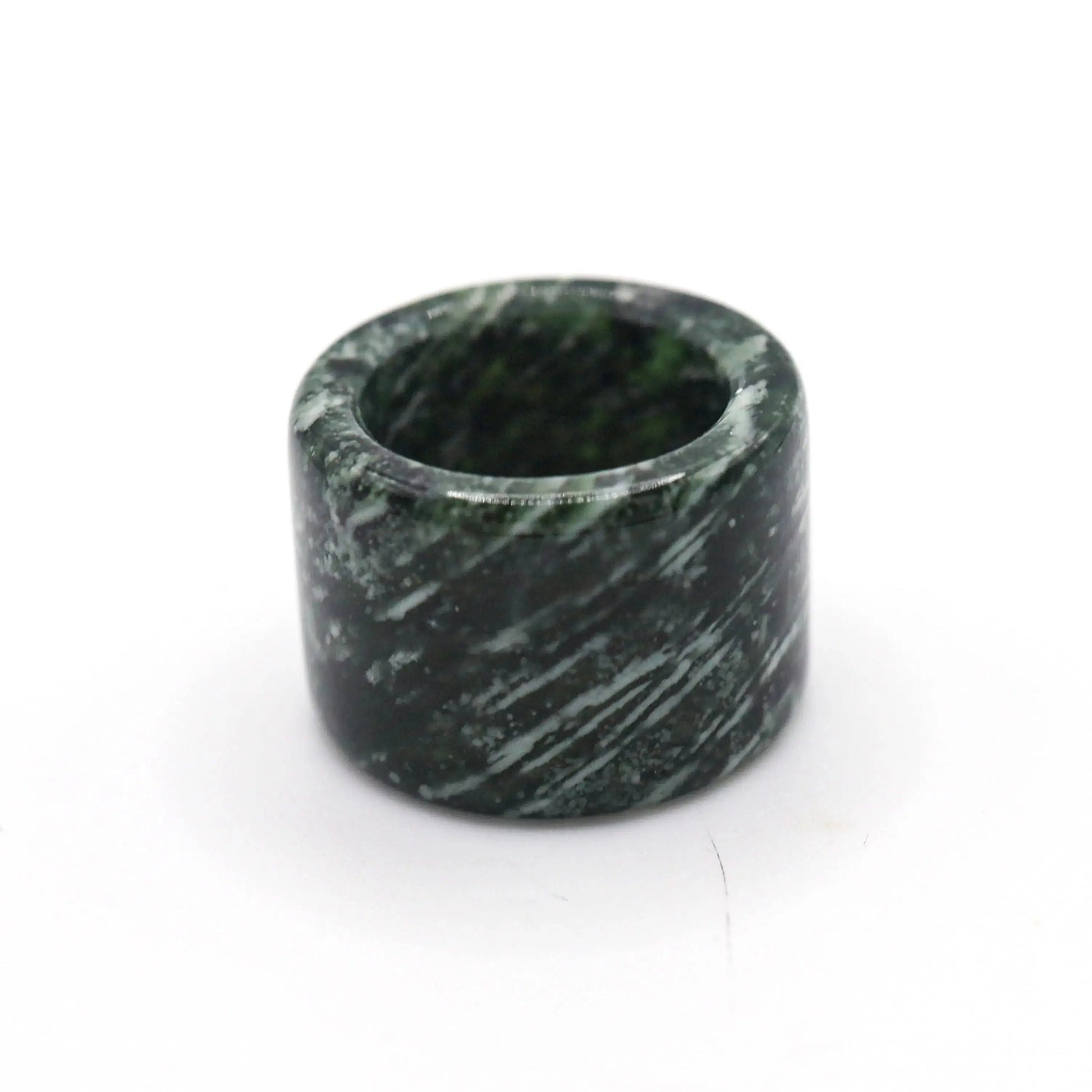 Green Minimalist Jade Ring – Glossed Serpentine Band in Earth Moss Miruzi