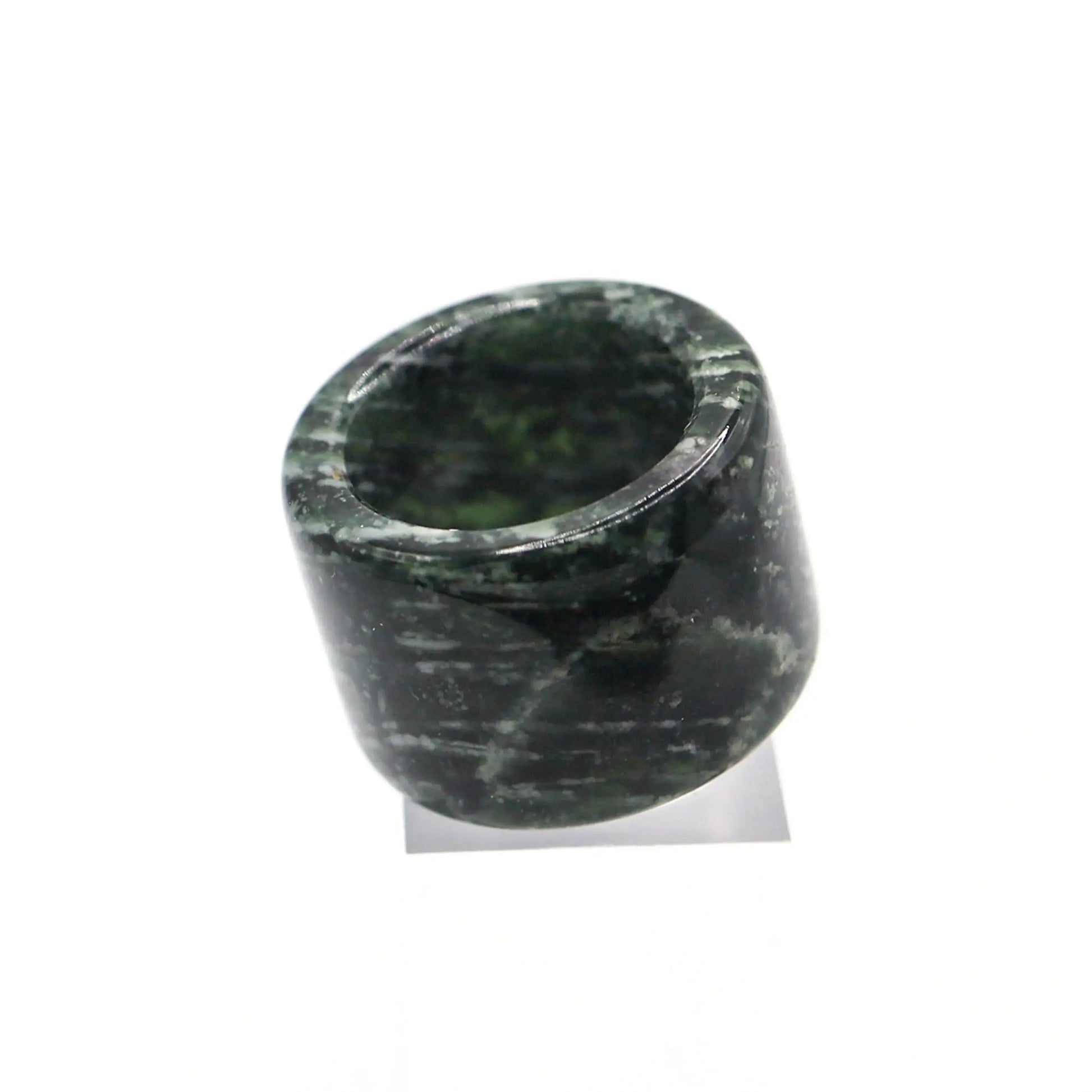 Green Minimalist Jade Ring – Glossed Serpentine Band in Earth Moss Miruzi