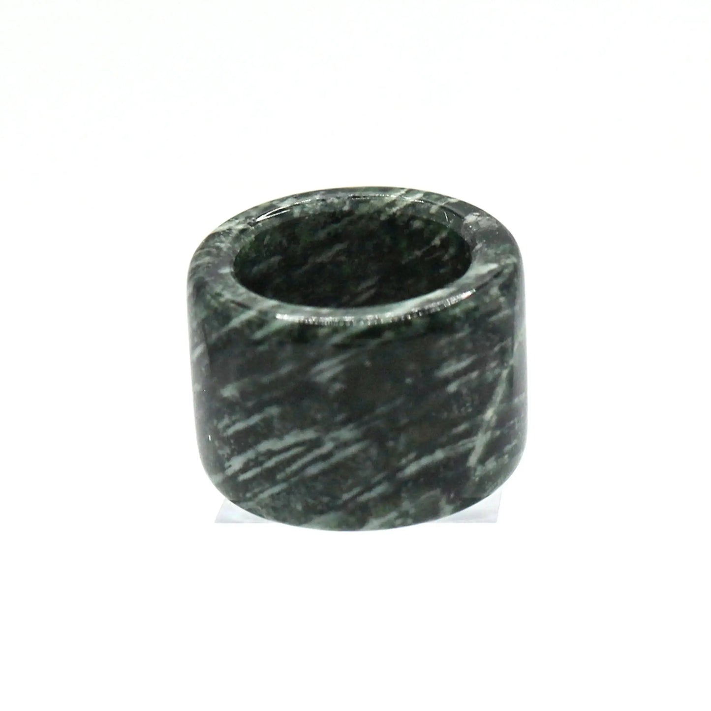 Green Minimalist Jade Ring – Glossed Serpentine Band in Earth Moss Miruzi