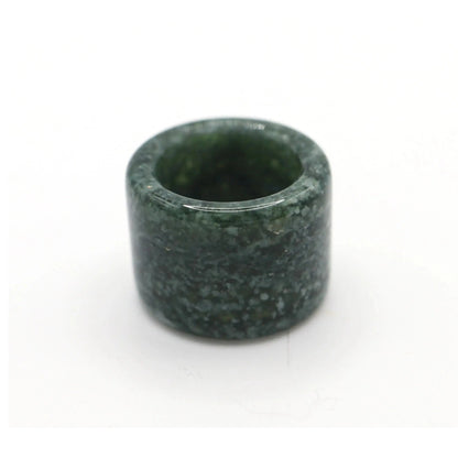 Green Minimalist Jade Ring – Glossed Serpentine Band in Earth Moss Miruzi