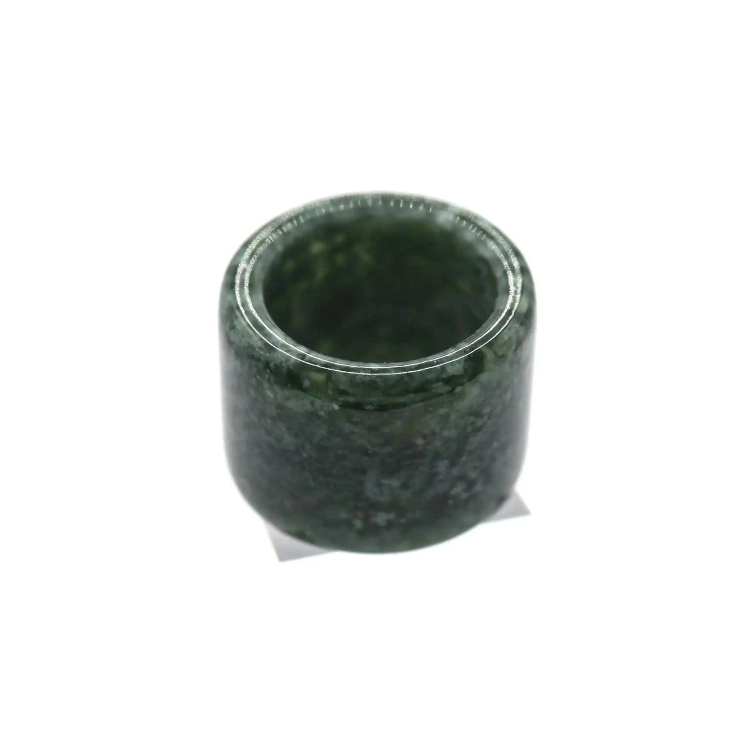 Green Minimalist Jade Ring – Glossed Serpentine Band in Earth Moss Miruzi