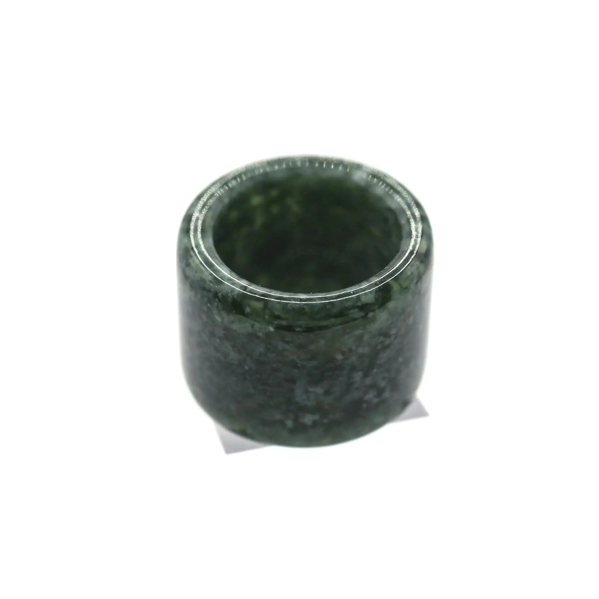 Green Minimalist Jade Ring – Glossed Serpentine Band in Earth Moss Miruzi
