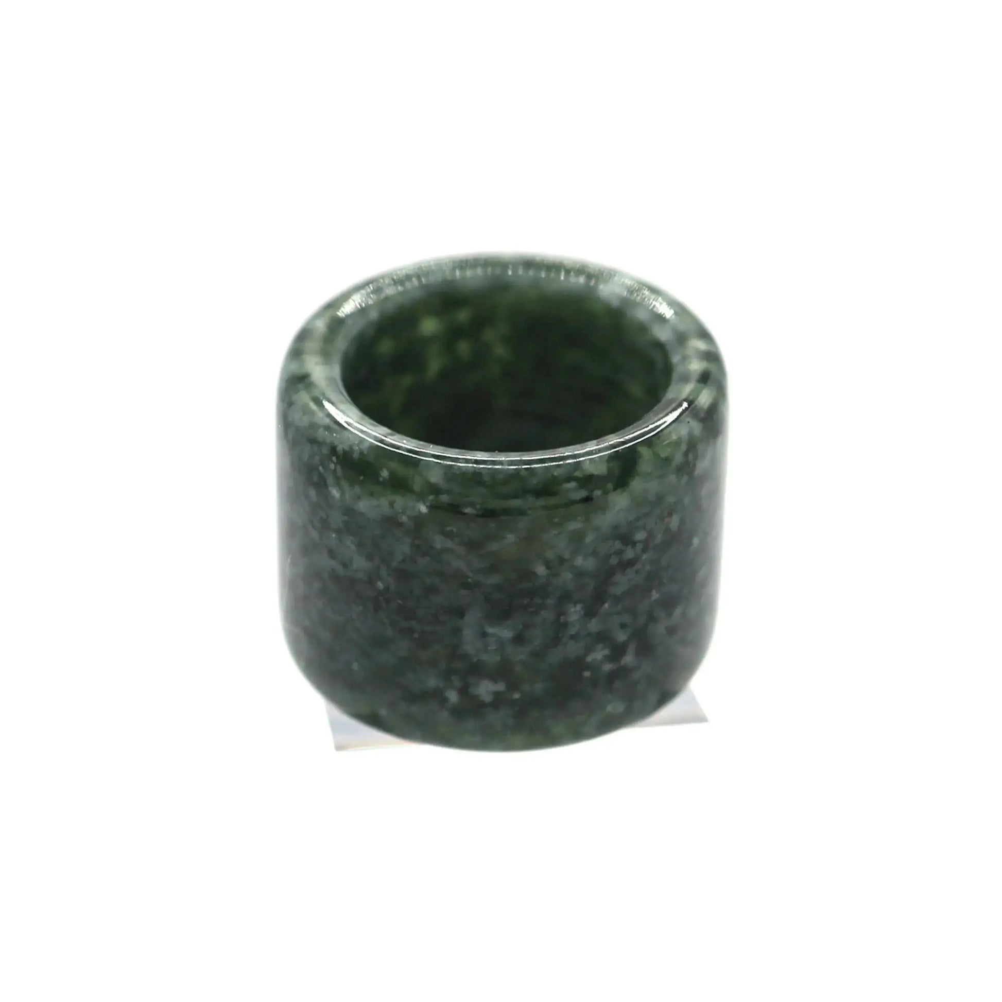 Green Minimalist Jade Ring – Glossed Serpentine Band in Earth Moss Miruzi