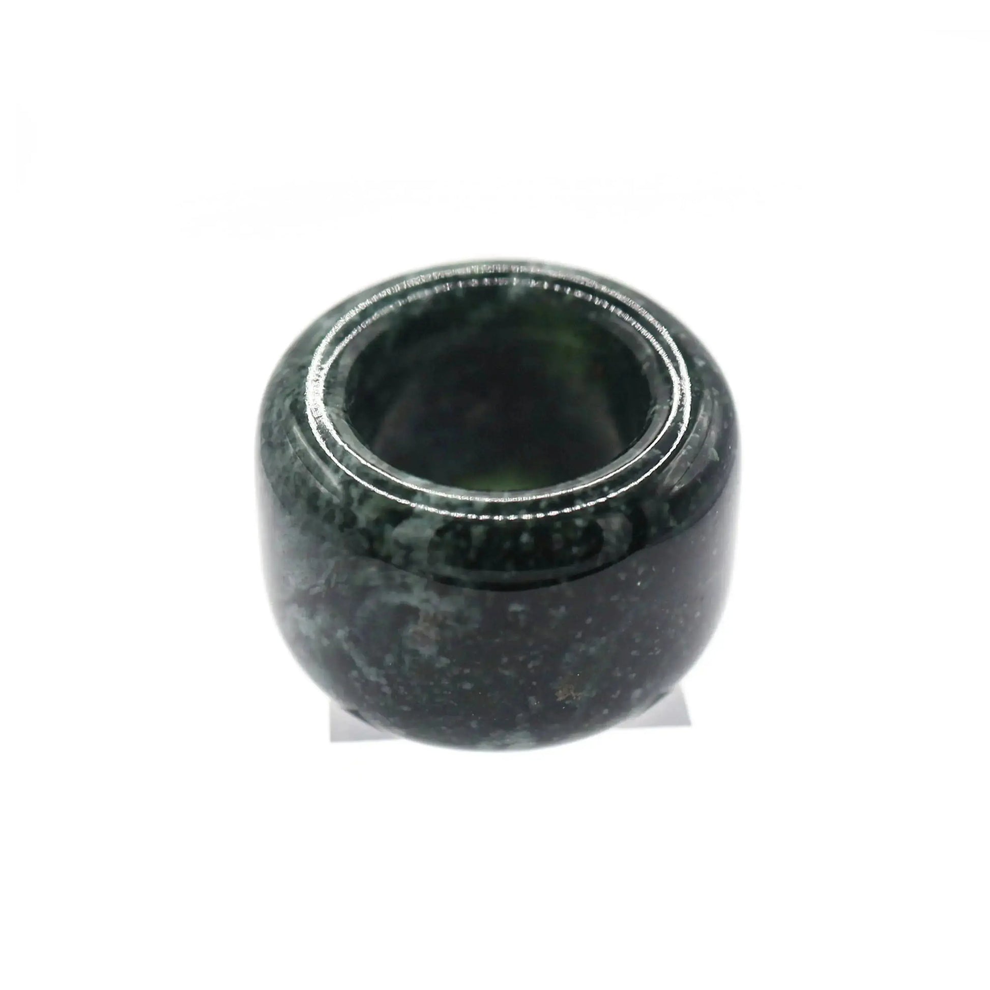 Green Minimalist Jade Ring – Glossed Serpentine Band in Earth Moss Miruzi