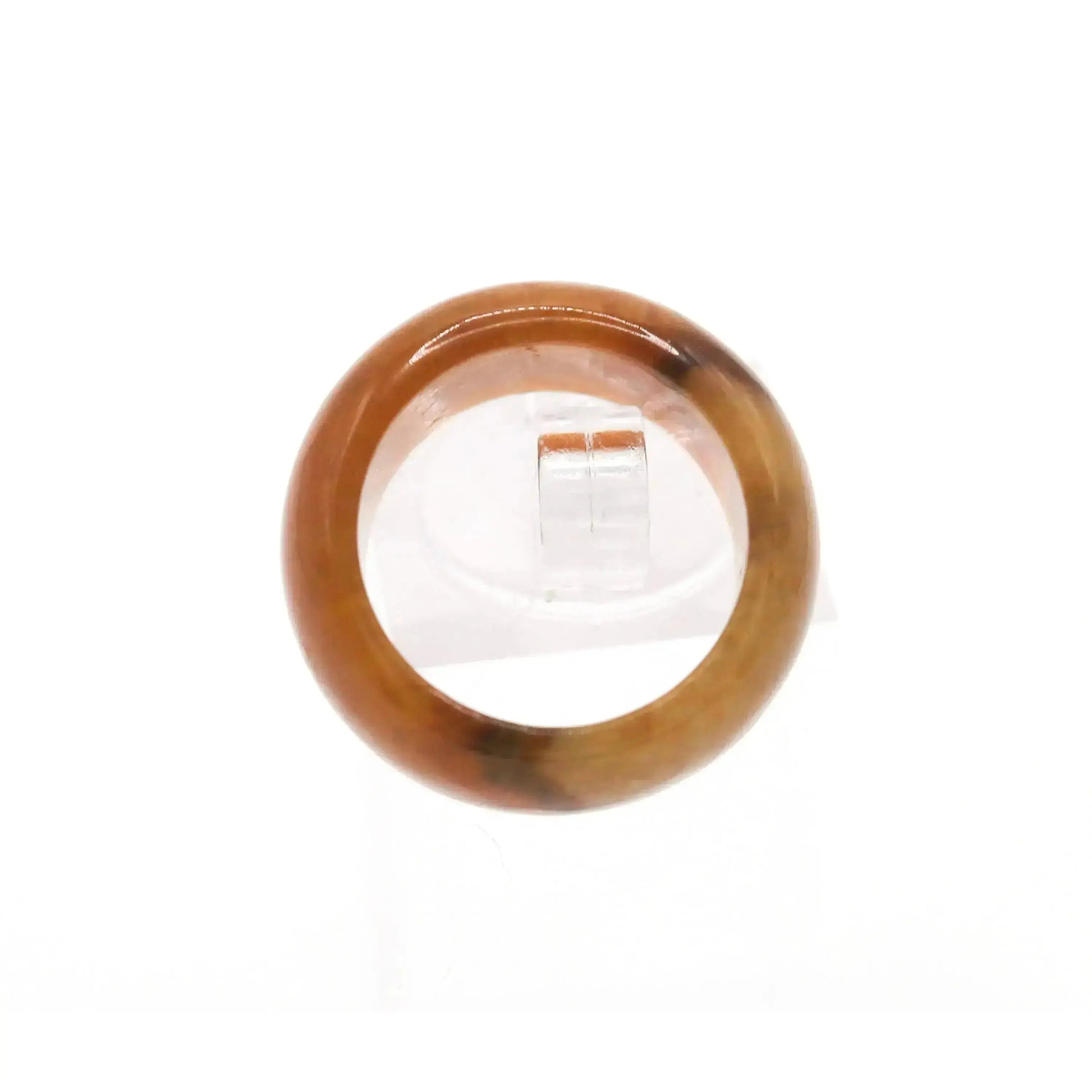 Orange Minimalist Jade Ring – Glossed Serpentine Band in Burnt Amber Miruzi