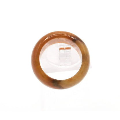 Orange Minimalist Jade Ring – Glossed Serpentine Band in Burnt Amber Miruzi