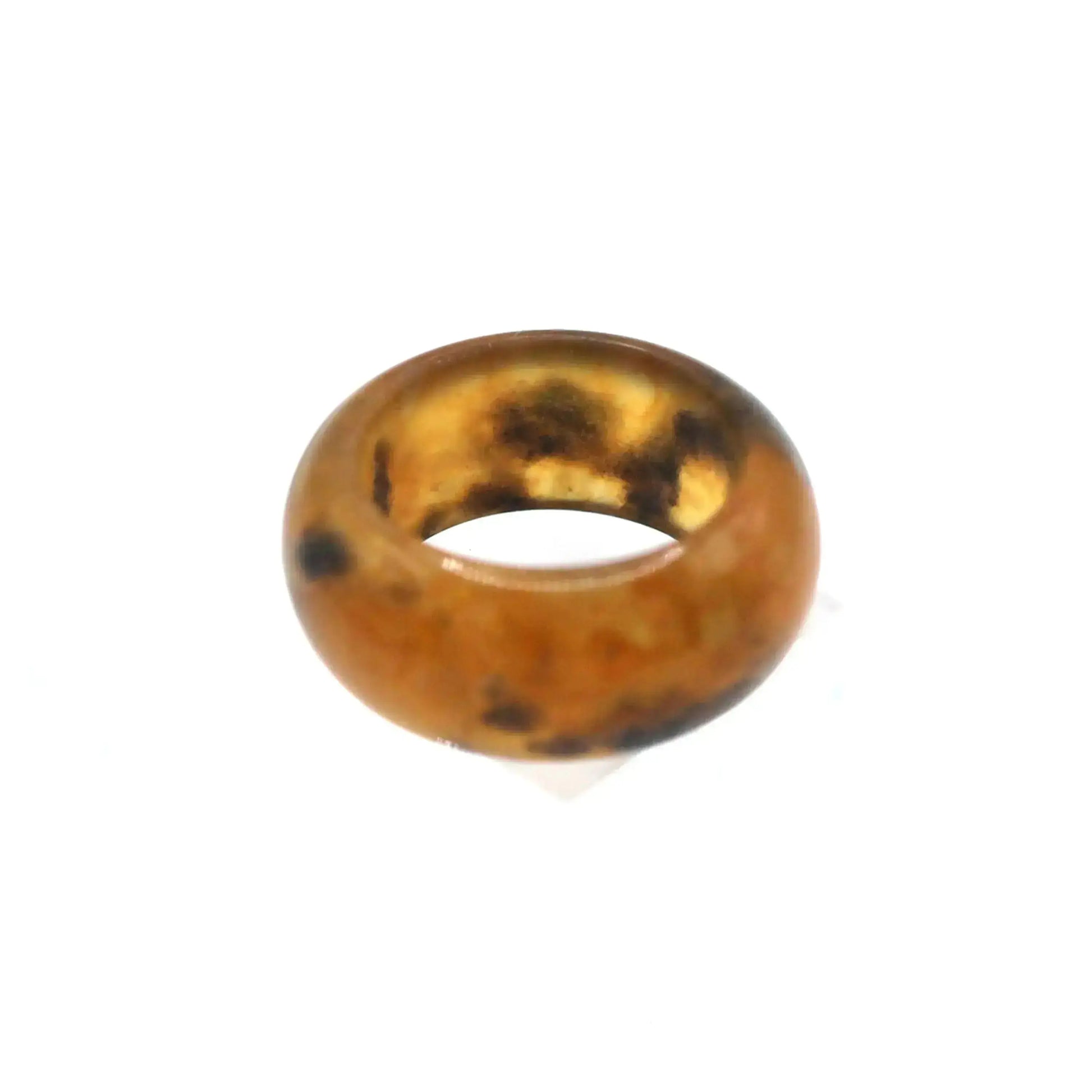 Orange Minimalist Jade Ring – Glossed Serpentine Band in Burnt Amber Miruzi