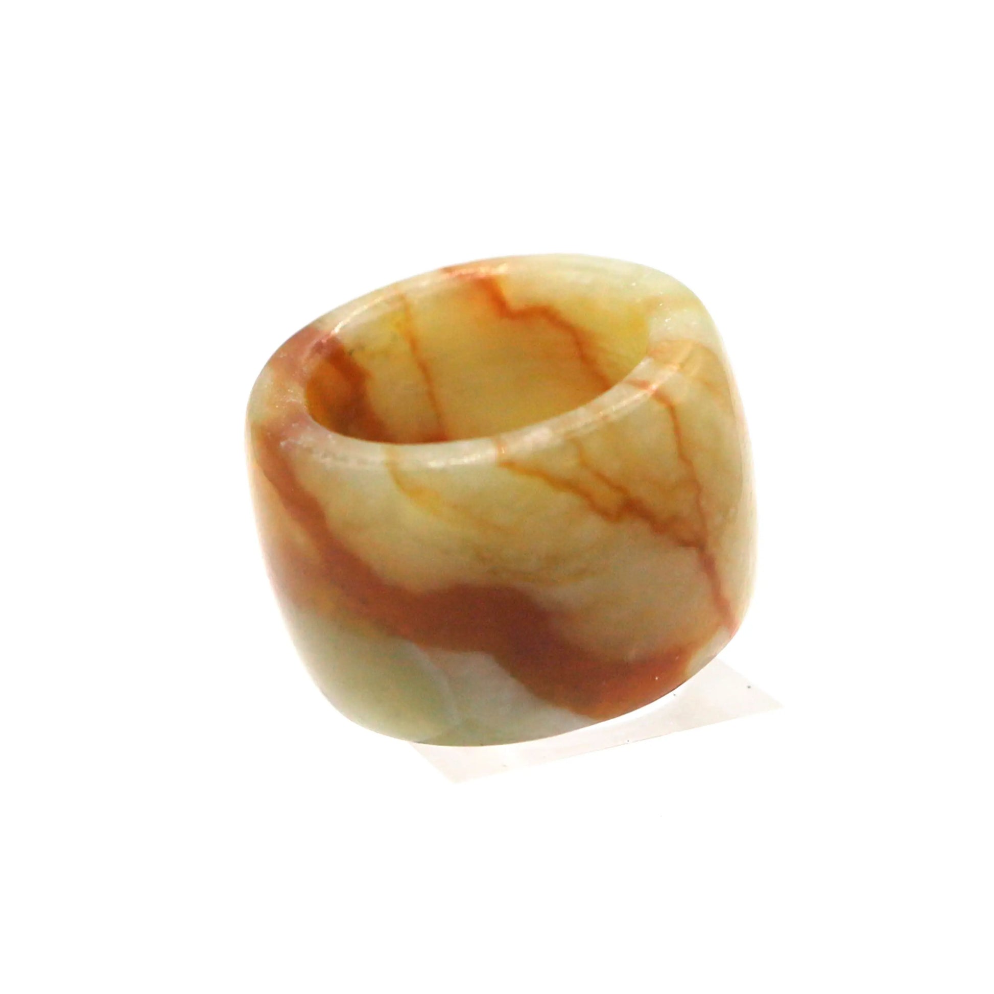Red Vein Minimalist Jade Ring – Natural Jade Band with Icy Crimson Inclusions Miruzi
