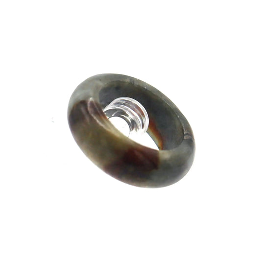 Red Vein Minimalist Jade Ring – Natural Jade Band with Icy Crimson Inclusions Miruzi