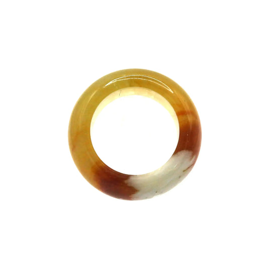 Red Vein Minimalist Jade Ring – Natural Jade Band with Icy Crimson Inclusions Miruzi