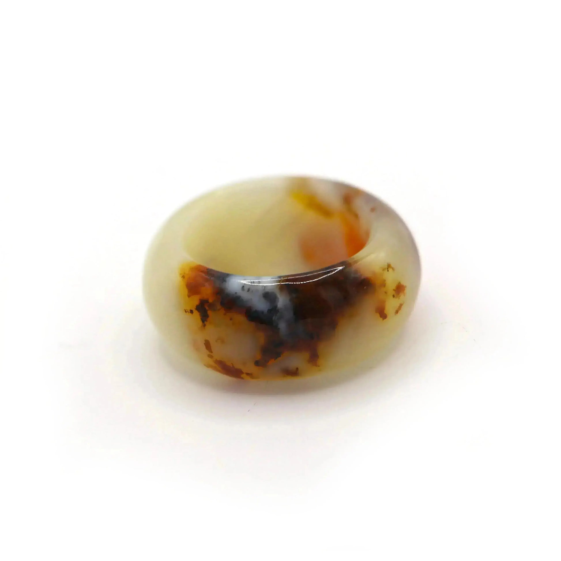 Red Vein Minimalist Jade Ring – Natural Jade Band with Icy Crimson Inclusions Miruzi