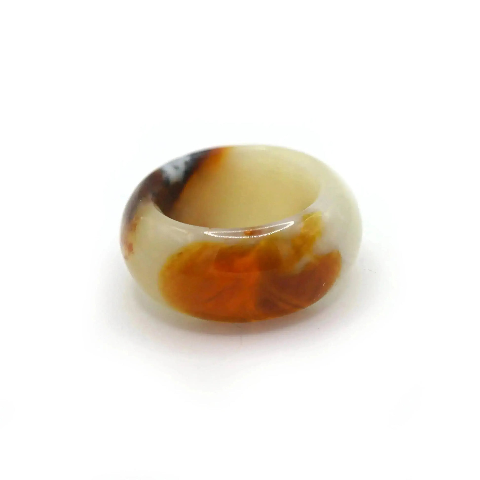 Red Vein Minimalist Jade Ring – Natural Jade Band with Icy Crimson Inclusions Miruzi