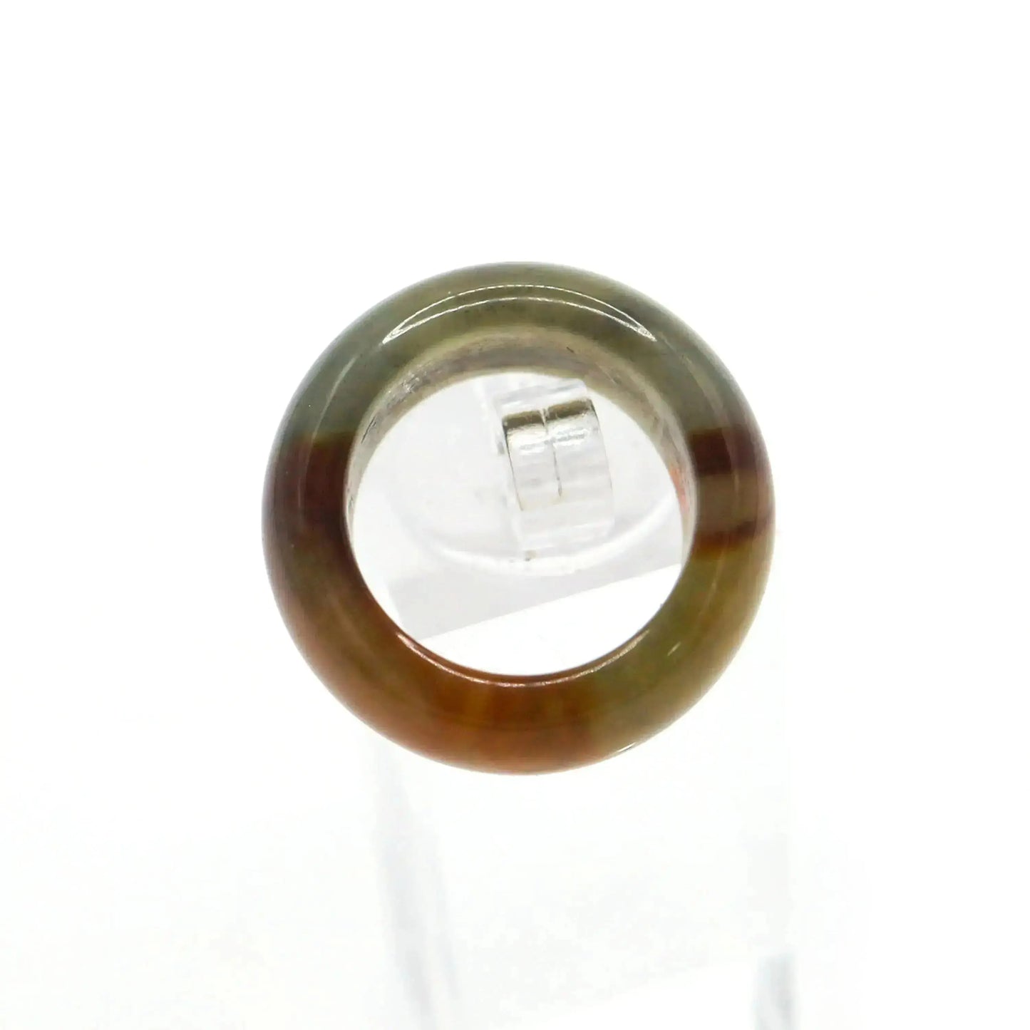 Red Vein Minimalist Jade Ring – Natural Jade Band with Icy Crimson Inclusions Miruzi
