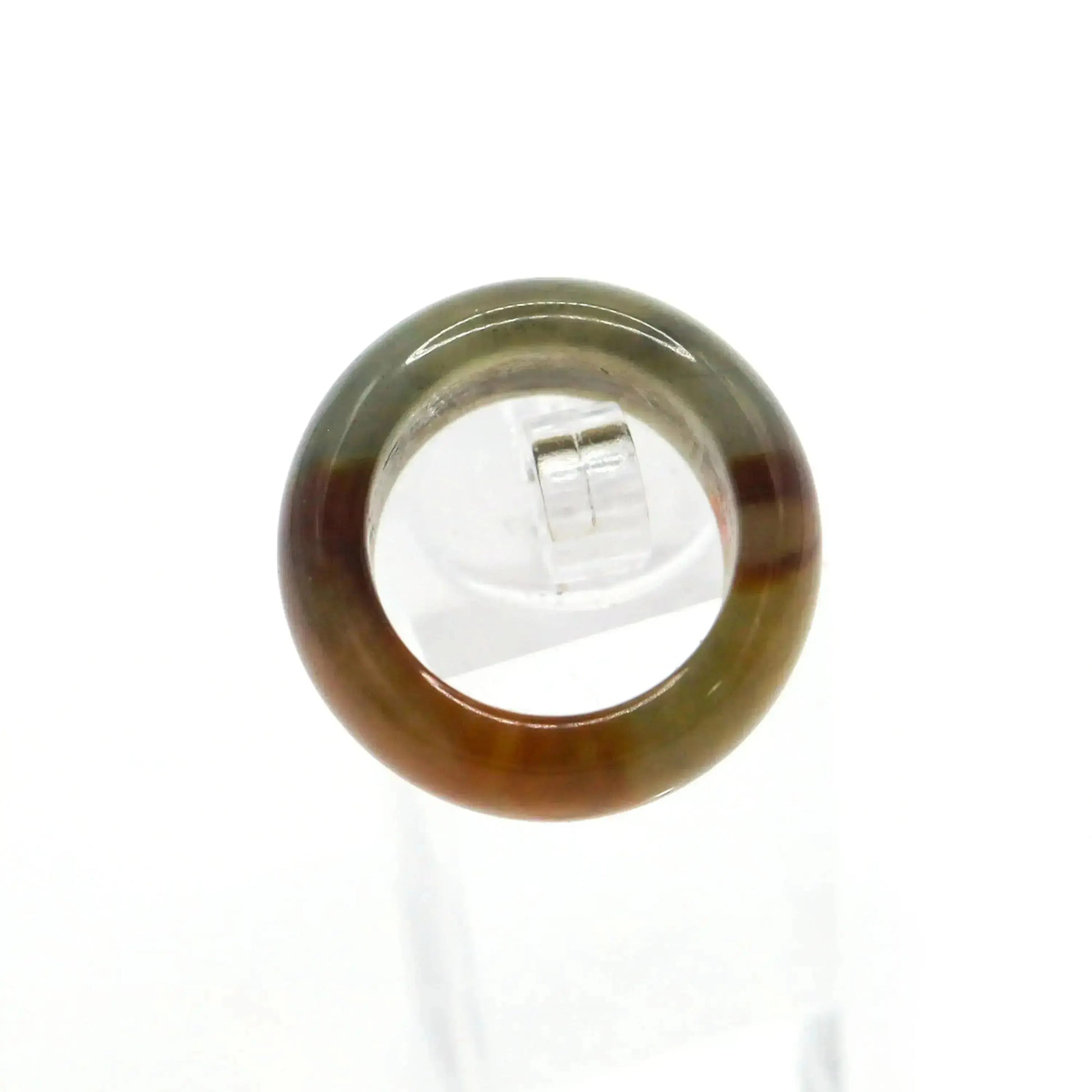 Red Vein Minimalist Jade Ring – Natural Jade Band with Icy Crimson Inclusions Miruzi