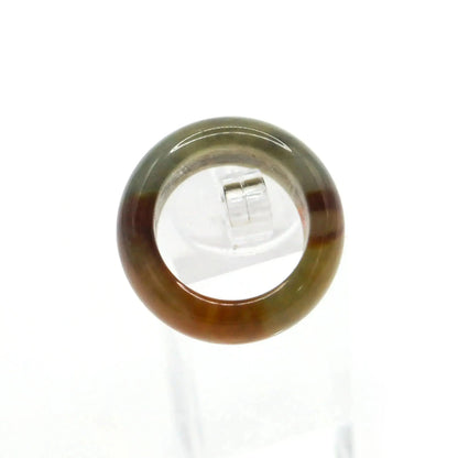 Red Vein Minimalist Jade Ring – Natural Jade Band with Icy Crimson Inclusions Miruzi