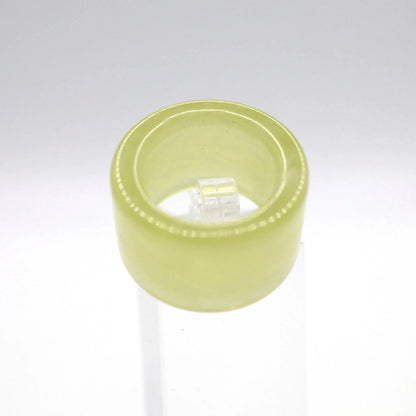 Minimalist Yellow Jade Ring – Polished Serpentine Band in Translucent Sunlight Tone Miruzi