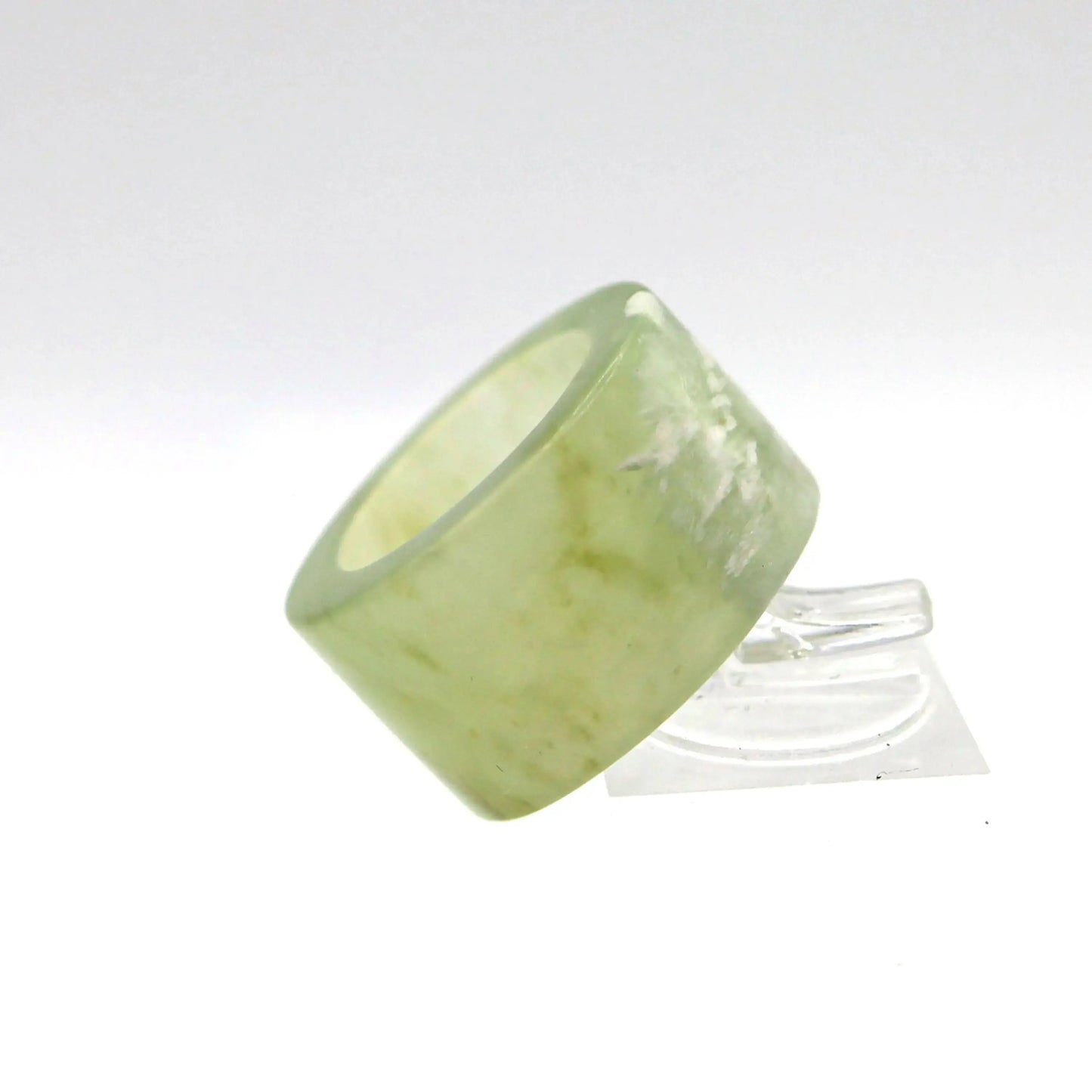 Minimalist Yellow Jade Ring – Polished Serpentine Band in Translucent Sunlight Tone Miruzi