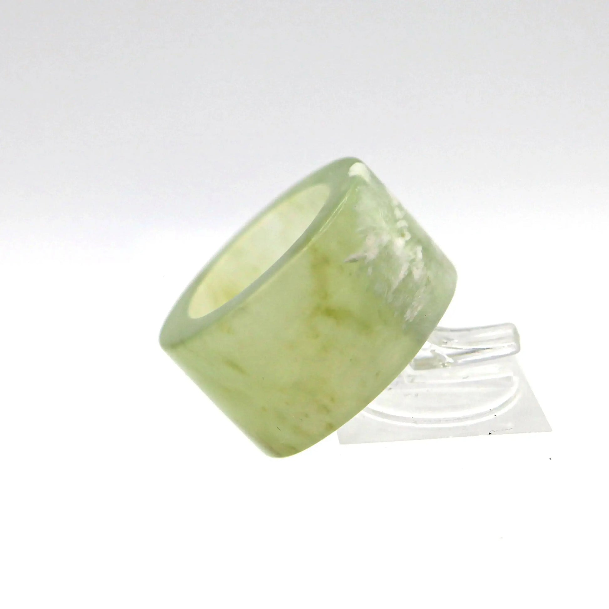 Minimalist Yellow Jade Ring – Polished Serpentine Band in Translucent Sunlight Tone Miruzi