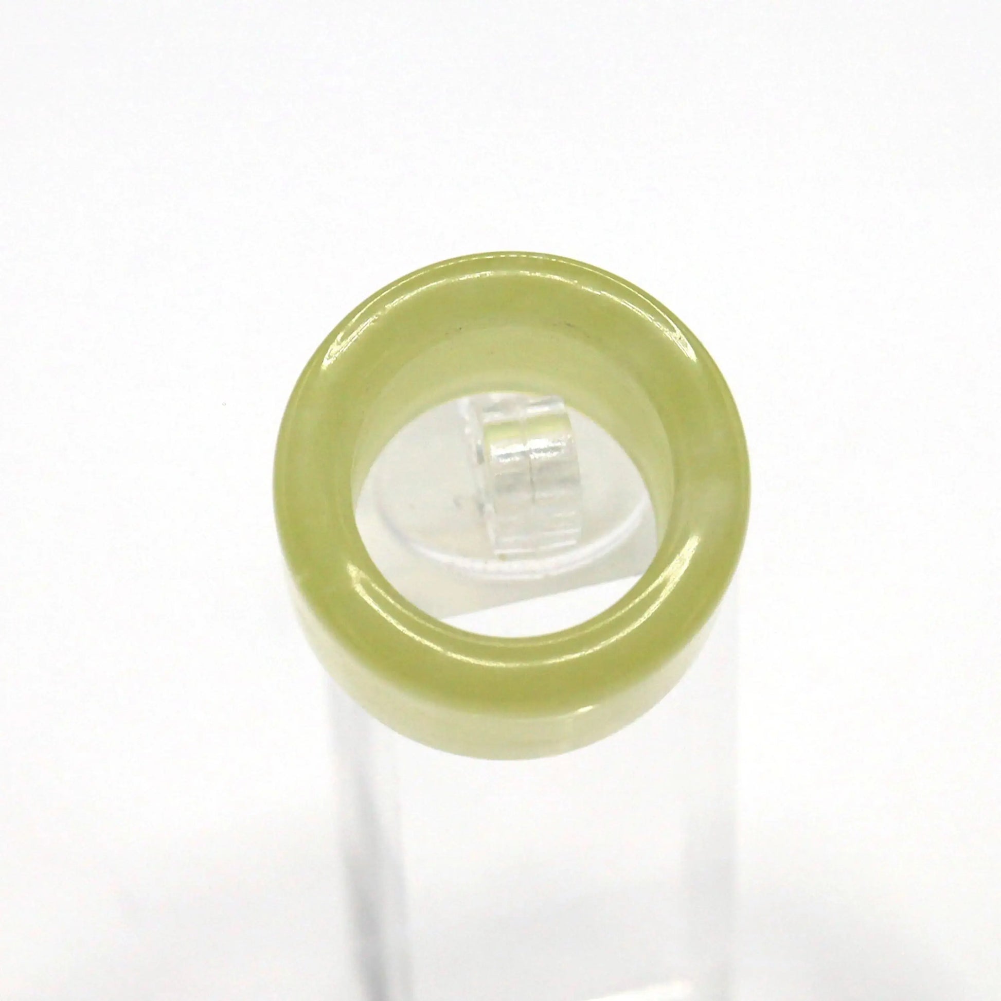Minimalist Yellow Jade Ring – Polished Serpentine Band in Translucent Sunlight Tone Miruzi