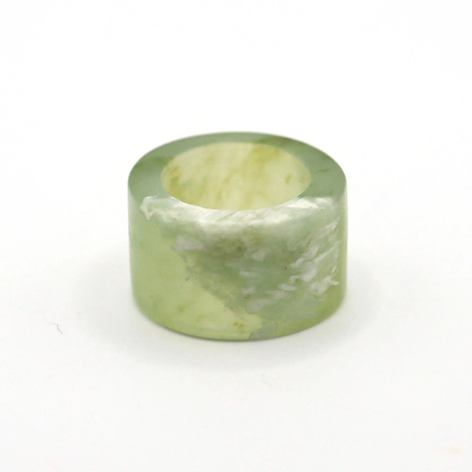 Minimalist Yellow Jade Ring – Polished Serpentine Band in Translucent Sunlight Tone Miruzi
