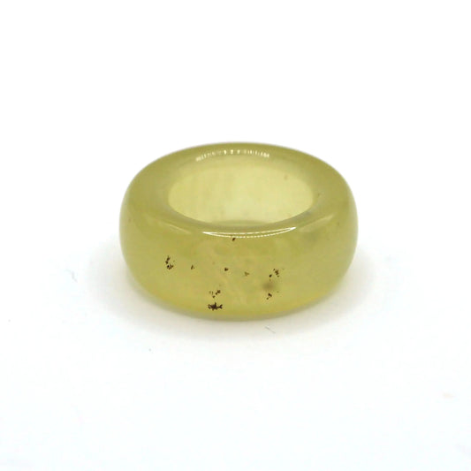 Minimalist Yellow Jade Ring – Polished Serpentine Band in Translucent Sunlight Tone Miruzi