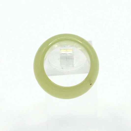 Minimalist Yellow Jade Ring – Polished Serpentine Band in Translucent Sunlight Tone Miruzi