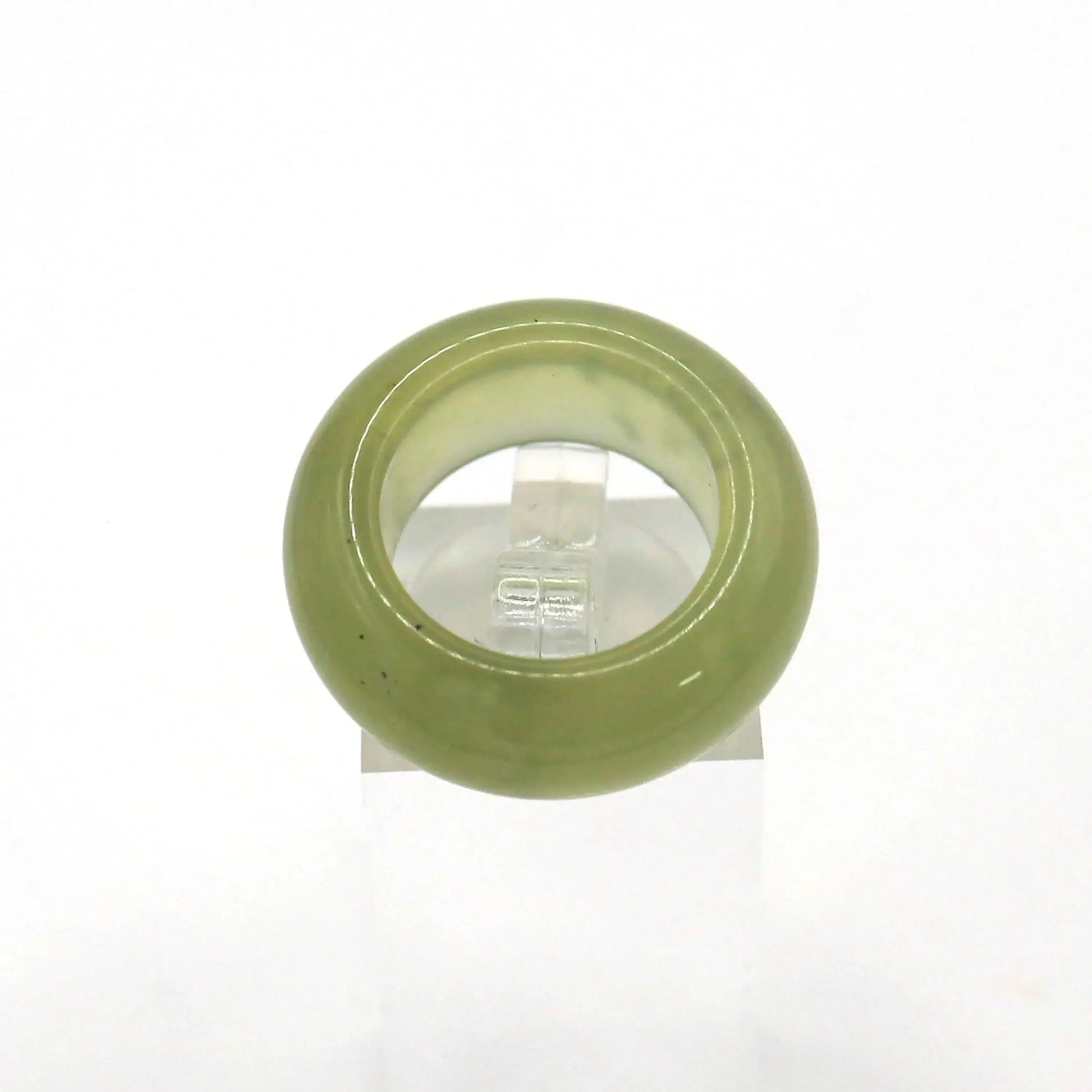 Minimalist Yellow Jade Ring – Polished Serpentine Band in Translucent Sunlight Tone Miruzi