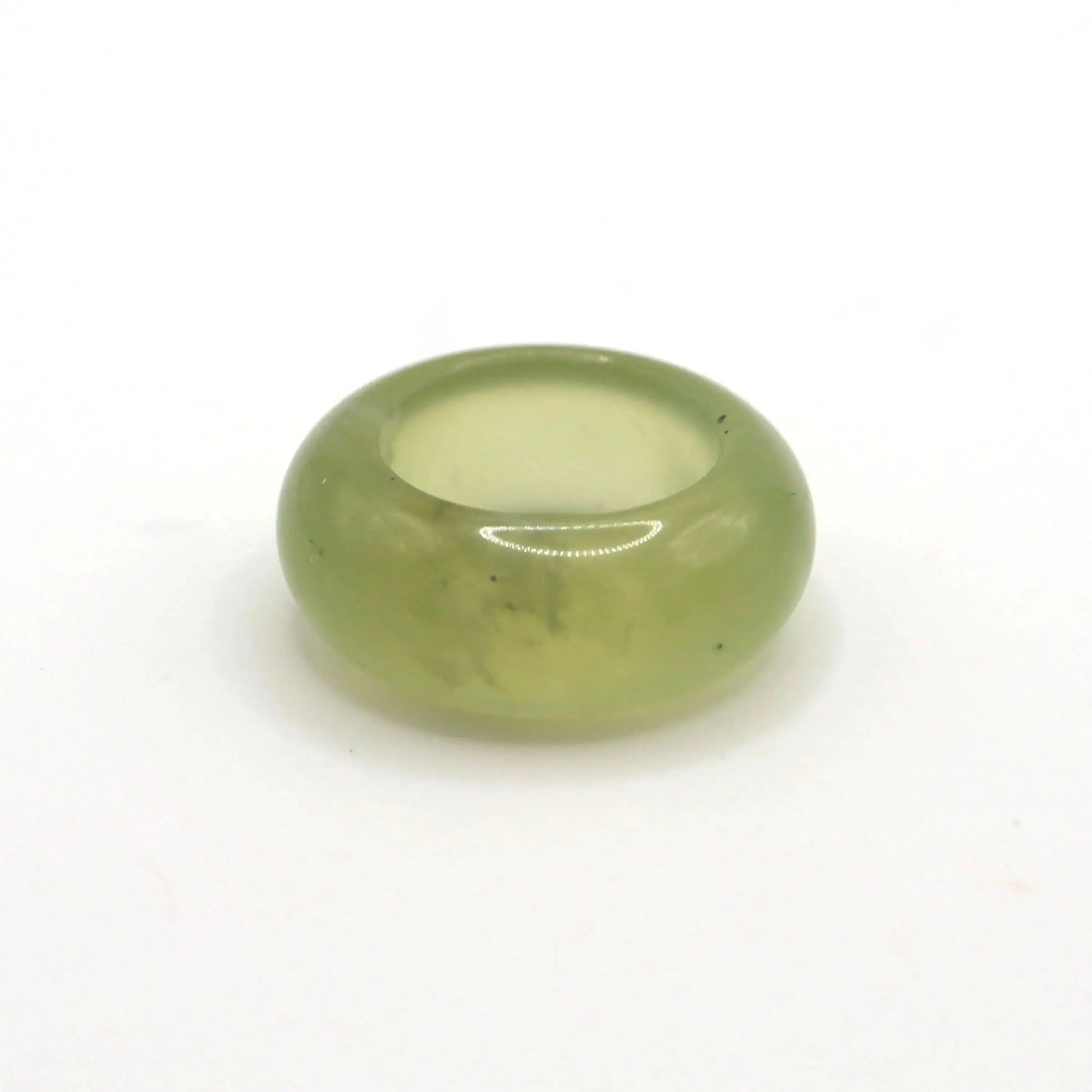 Minimalist Yellow Jade Ring – Polished Serpentine Band in Translucent Sunlight Tone Miruzi