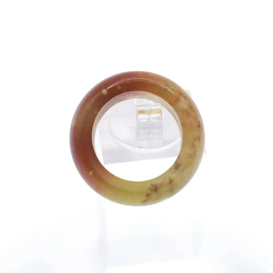 Floral Minimalist Jade Ring – Translucent Serpentine with Natural Grass-Like Pattern Miruzi