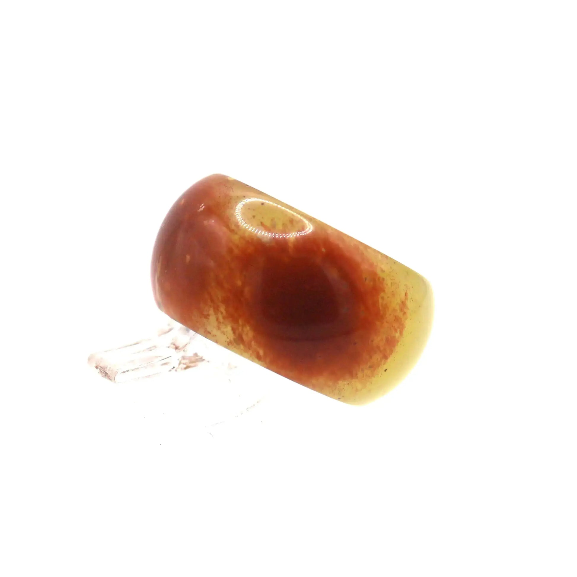Floral Minimalist Jade Ring – Translucent Serpentine with Natural Grass-Like Pattern Miruzi