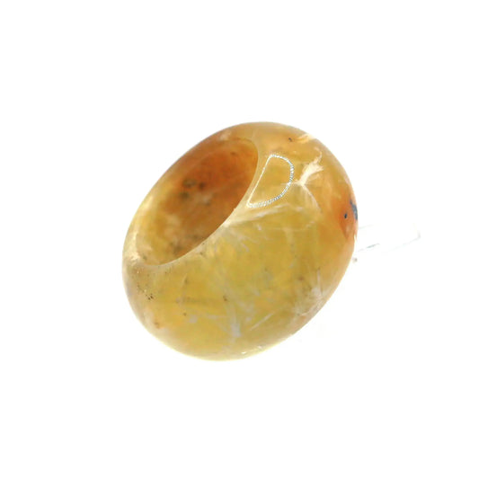 Floral Minimalist Jade Ring – Translucent Serpentine with Natural Grass-Like Pattern Miruzi
