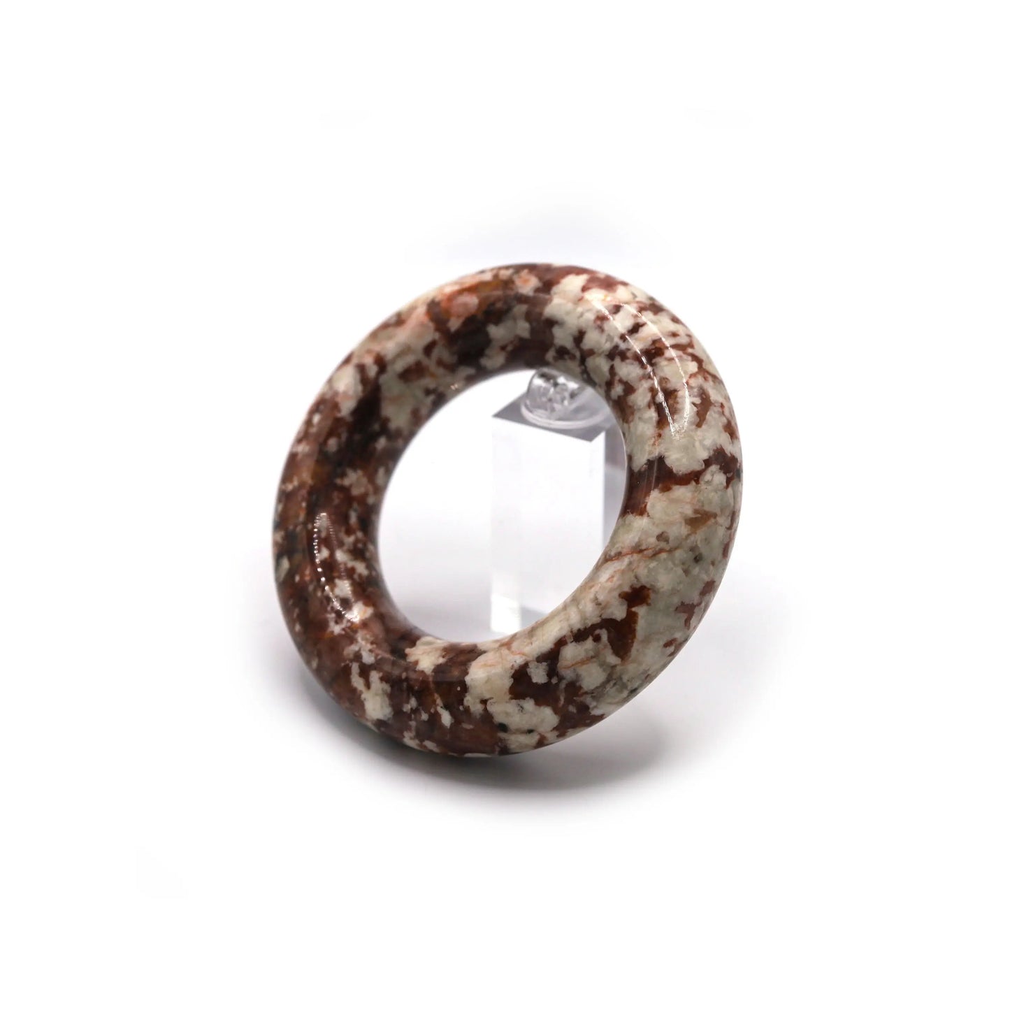 Vivid red Mongolian jade bracelet highlighted with scattered mineral flecks in a balanced, cheerful natural rhythm – Miruzi