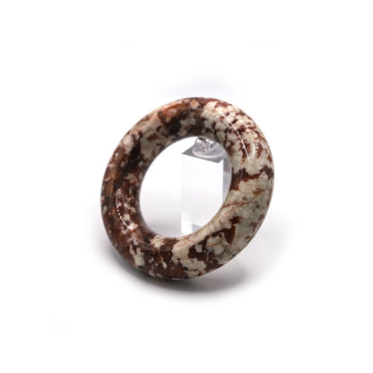 Vivid red Mongolian jade bracelet highlighted with scattered mineral flecks in a balanced, cheerful natural rhythm – Miruzi