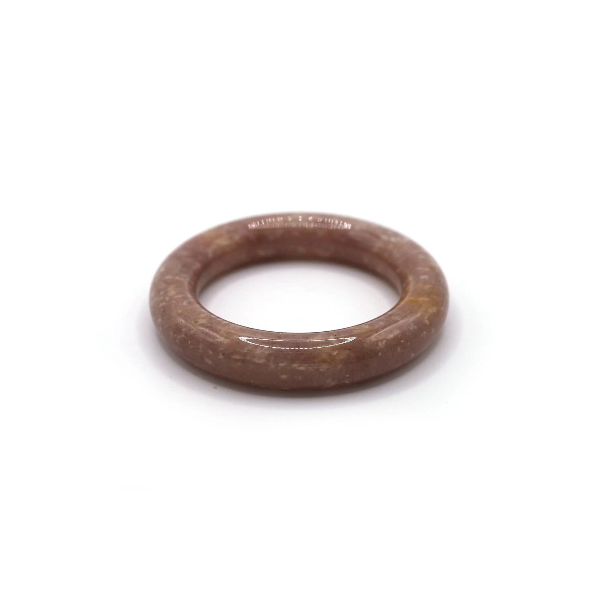 A delicate lavender jade bracelet in a rounded form, with white mineral points evoking the calm of dusk skies – Miruzi