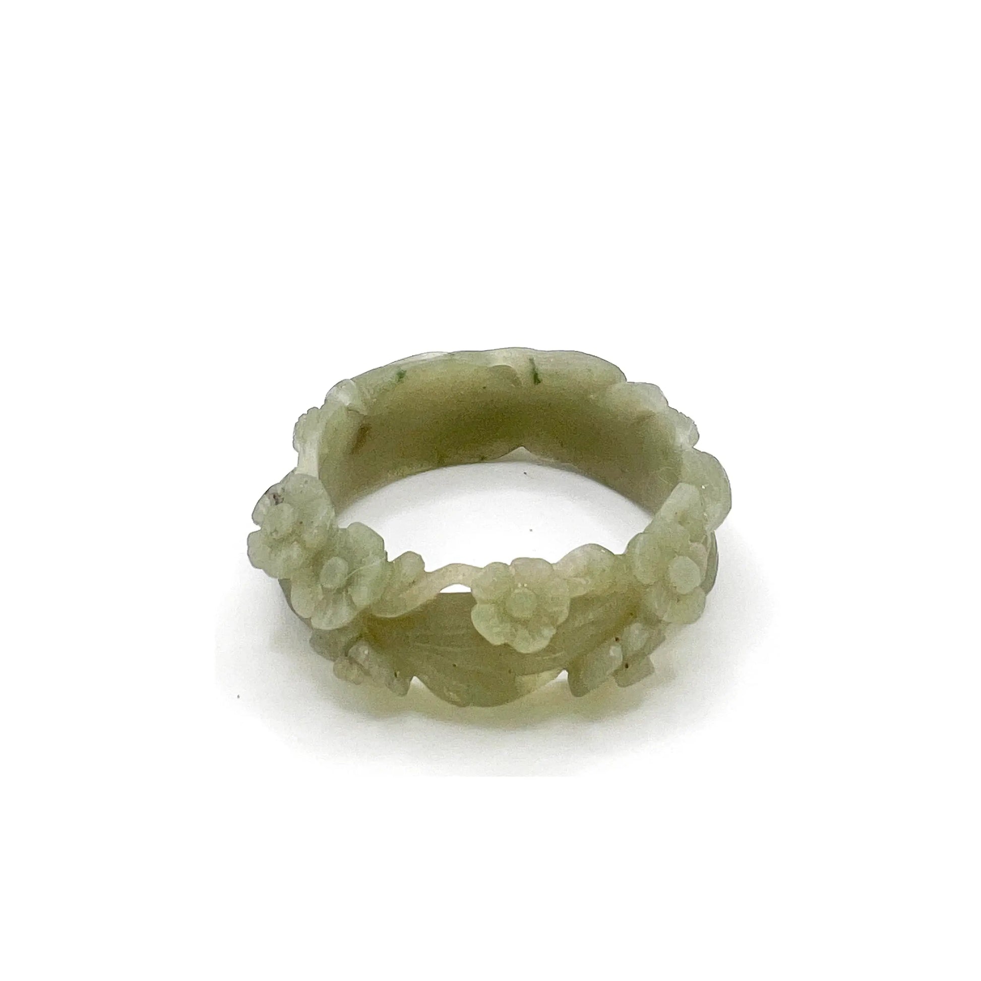 Fox bracelet carved from natural Mongolian jade, featuring a peaceful nine-tailed fox and hollow plum blossom design symbolizing serenity and resilience. - Miruzi
