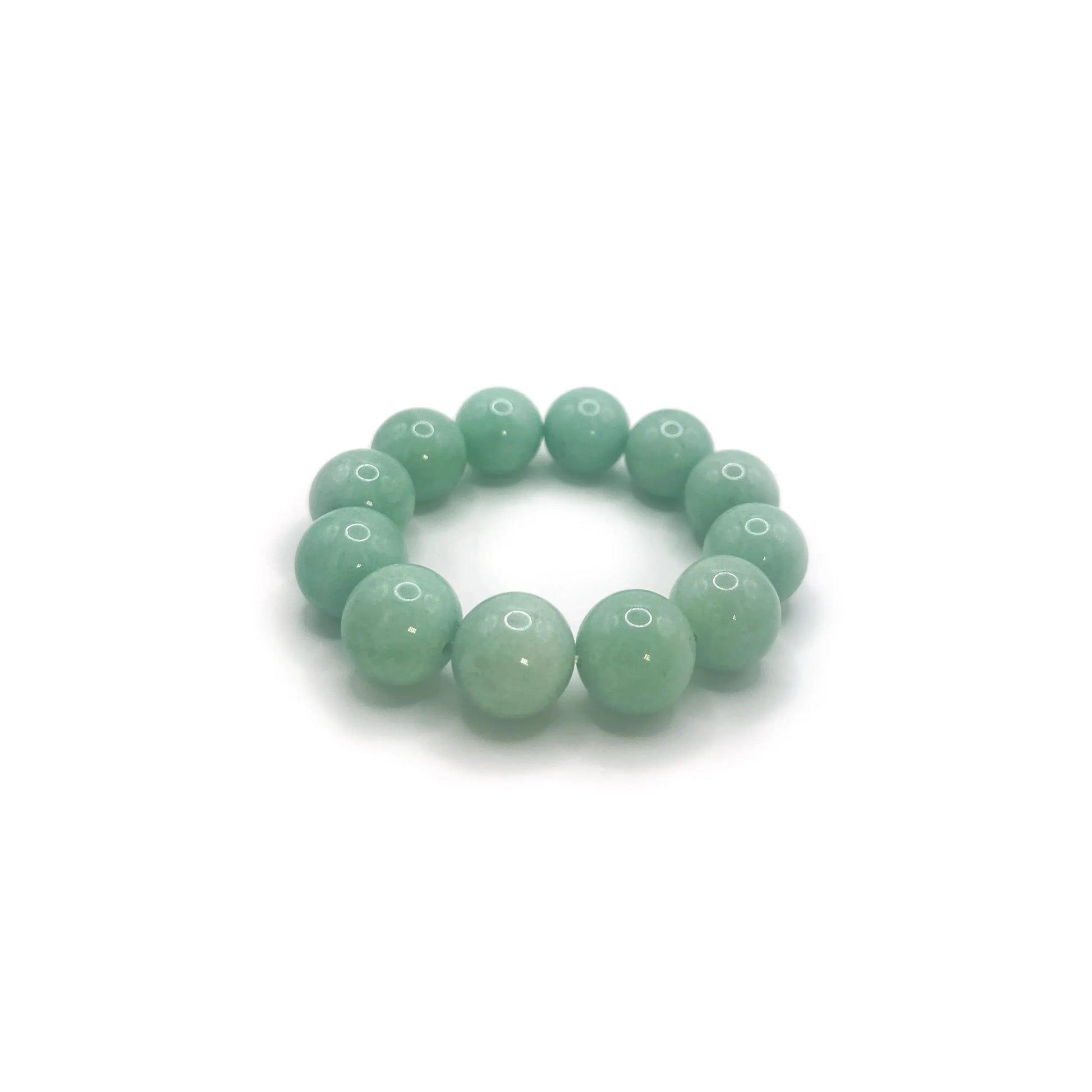 Tiffany blue bead bracelet made from natural Mongolian jade, featuring 18mm beads with a soft, mochi-inspired texture. - Miruzi