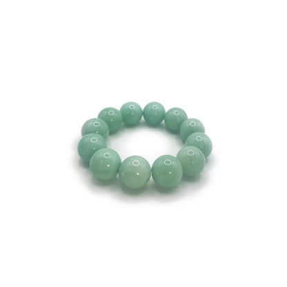 Tiffany blue bead bracelet made from natural Mongolian jade, featuring 18mm beads with a soft, mochi-inspired texture. - Miruzi