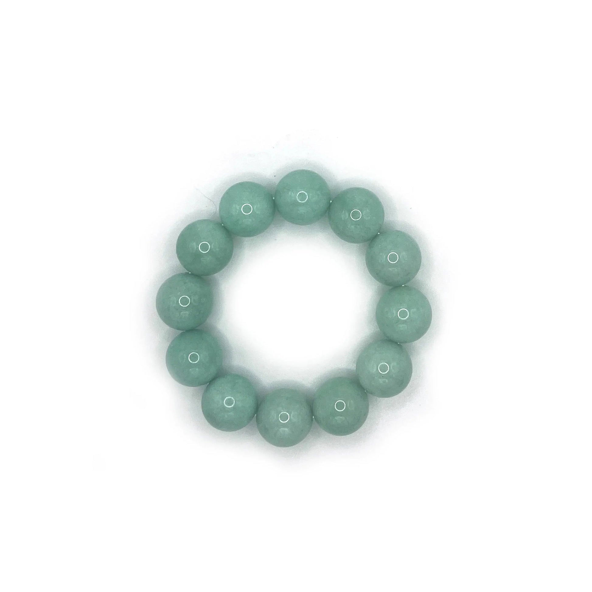 Tiffany blue bead bracelet made from natural Mongolian jade, featuring 18mm beads with a soft, mochi-inspired texture. - Miruzi