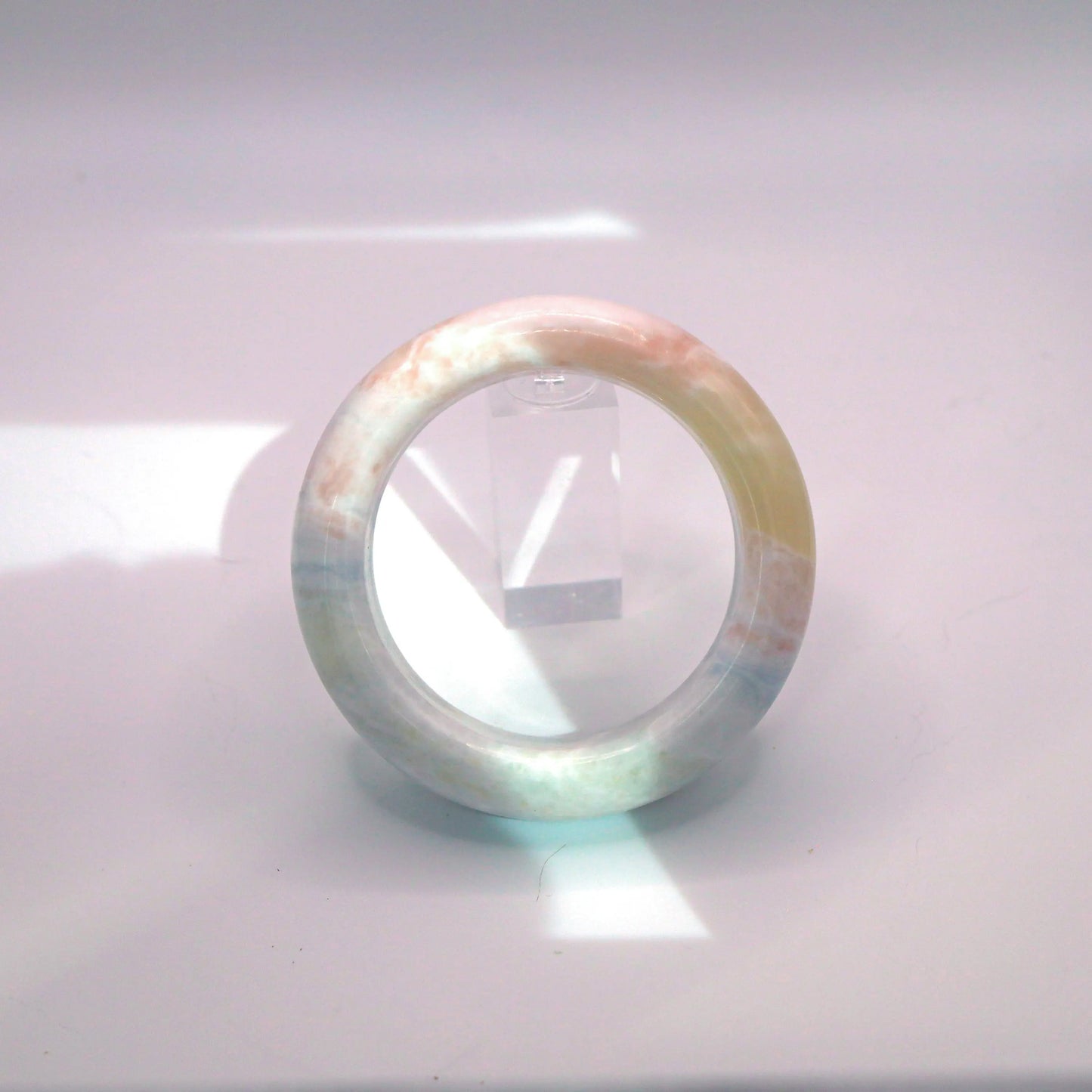 Light Blue Jade Bangle – Dreamy Pastel Mongolian Jade in Ice-Translucent Finish Miruzi