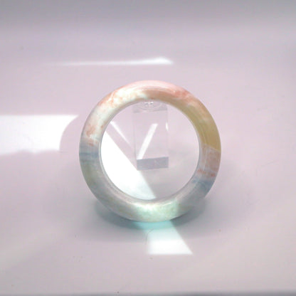 Light Blue Jade Bangle – Dreamy Pastel Mongolian Jade in Ice-Translucent Finish Miruzi
