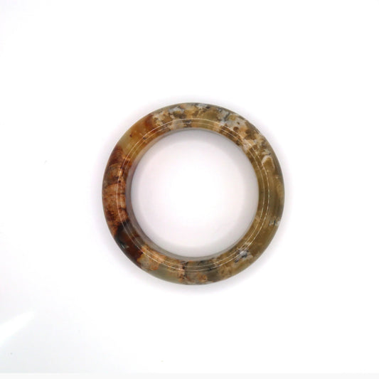 Golden Jade Stone Bangle – Ice-Translucent Mongolian Jade with Natural Color Flow Miruzi