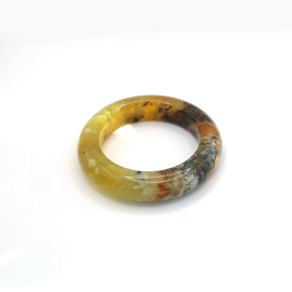 Natural Yellow Jade Bangle – Ice-Translucent Tones with Ink-Wash Texture Miruzi