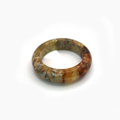 Golden Jade Stone Bangle – Ice-Translucent Mongolian Jade with Natural Color Flow Miruzi
