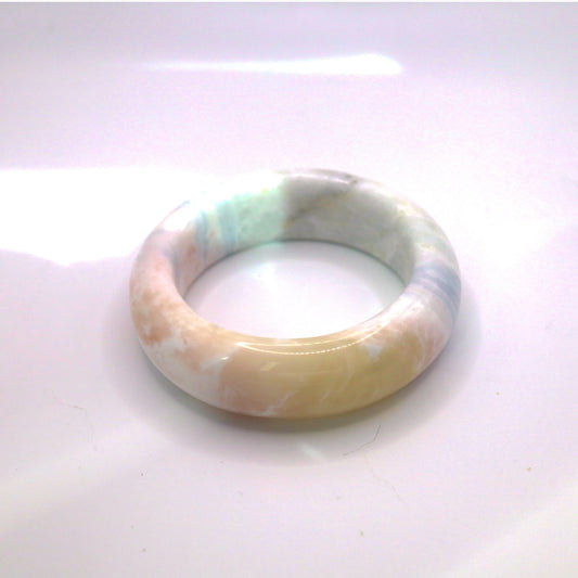 Light Blue Jade Bangle – Dreamy Pastel Mongolian Jade in Ice-Translucent Finish Miruzi