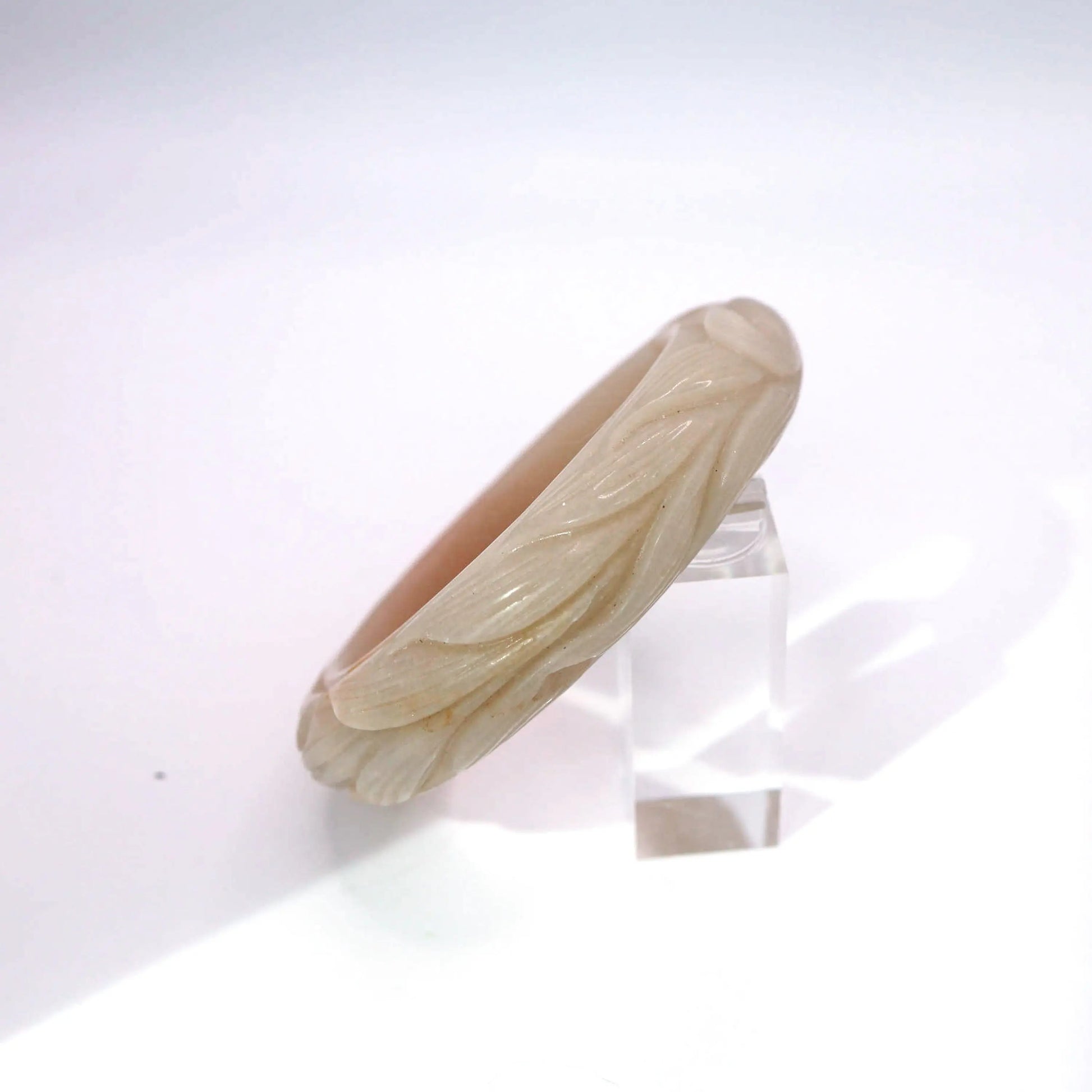 Real Jade Stone Bracelet – Carved Peony and Nine-Tailed Fox in Mongolian Jade Miruzi