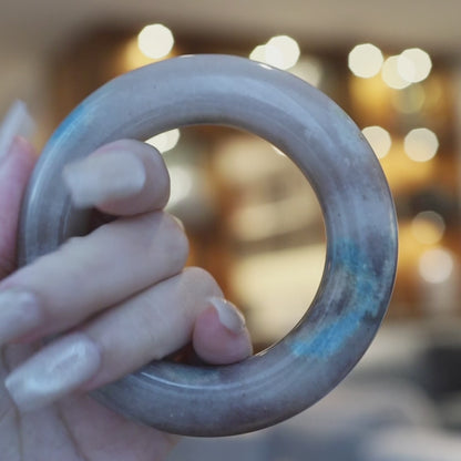 Multi Color Jade Bracelet – Donut Design in Creamy White with Blue and Purple Marble Patches