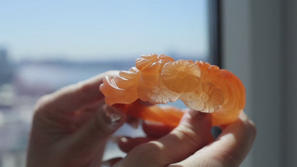 Engraved Bracelet | Sunset Bloom Orange-Yellow Jade Bangle