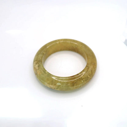 Yellow Jade Stone Bangle – Golden Ice-Translucent Mongolian Jade with Botanical Inclusions Miruzi
