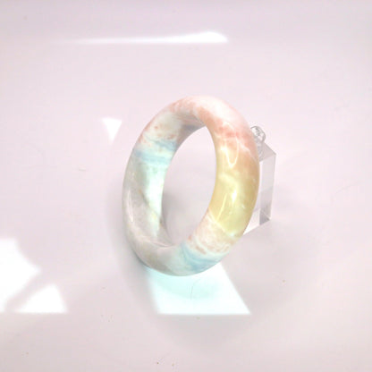 Light Blue Jade Bangle – Dreamy Pastel Mongolian Jade in Ice-Translucent Finish Miruzi